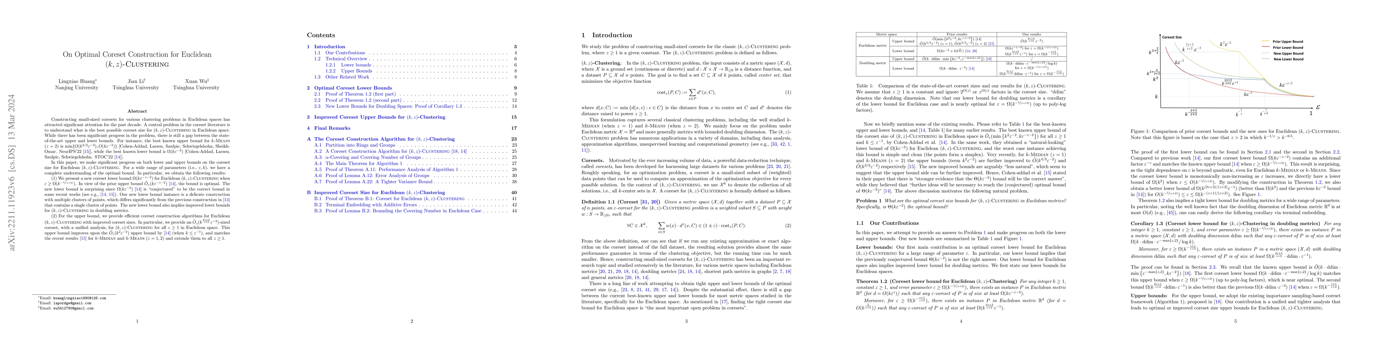 Thumbnail for On Optimal Coreset Construction for Euclidean $(k,z)$-Clustering