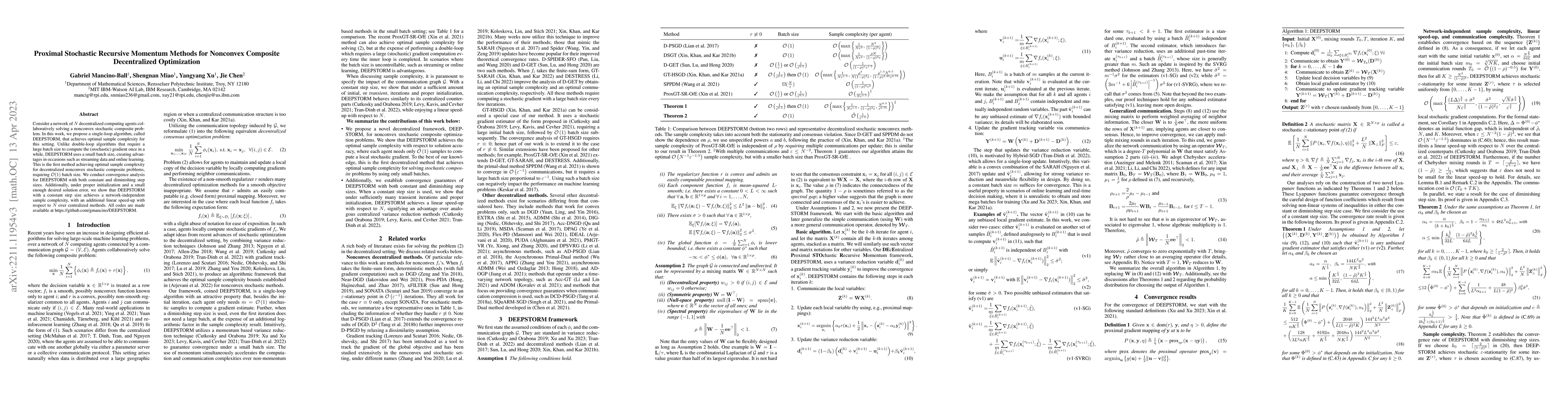 Thumbnail for Proximal Stochastic Recursive Momentum Methods for Nonconvex Composite
  Decentralized Optimization