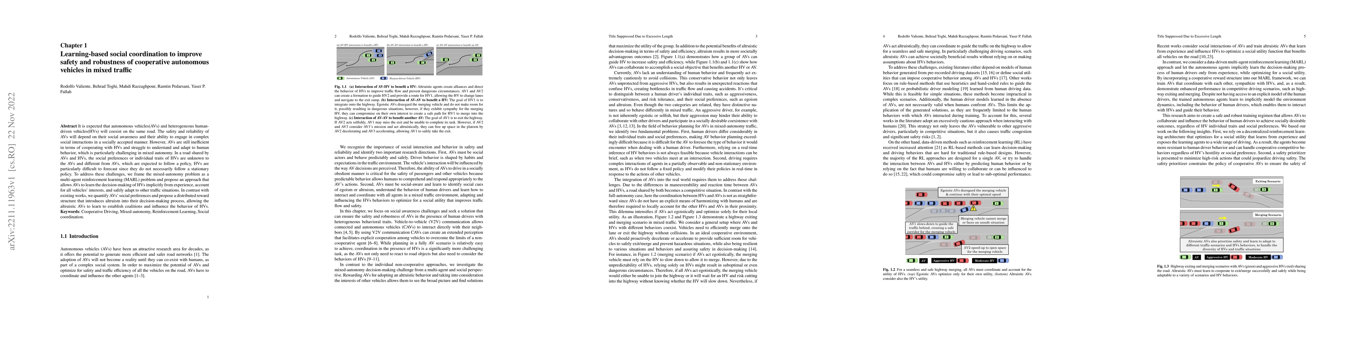 Thumbnail for Learning-based social coordination to improve safety and robustness of
  cooperative autonomous vehicles in mixed traffic