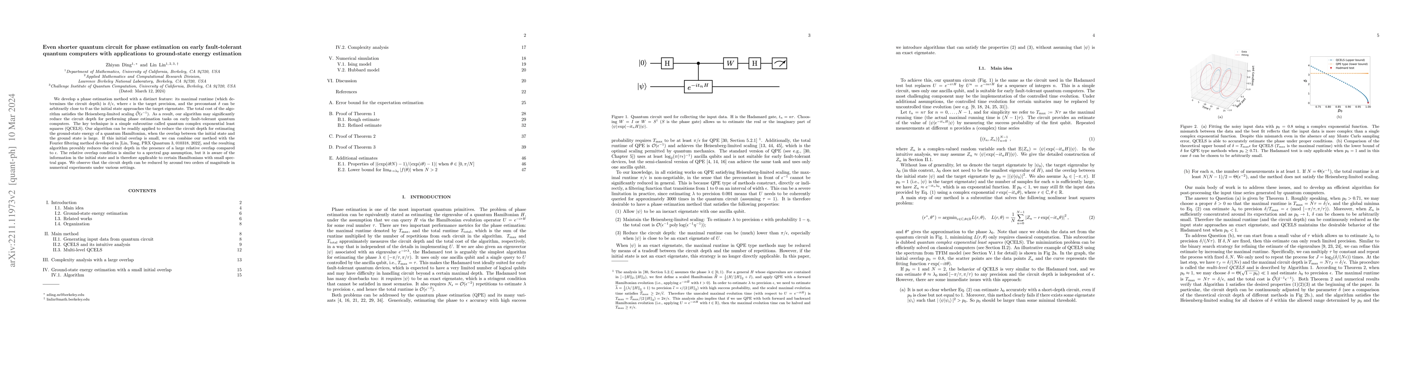 Thumbnail for Even shorter quantum circuit for phase estimation on early
  fault-tolerant quantum computers with applications to ground-state energy
  estimation