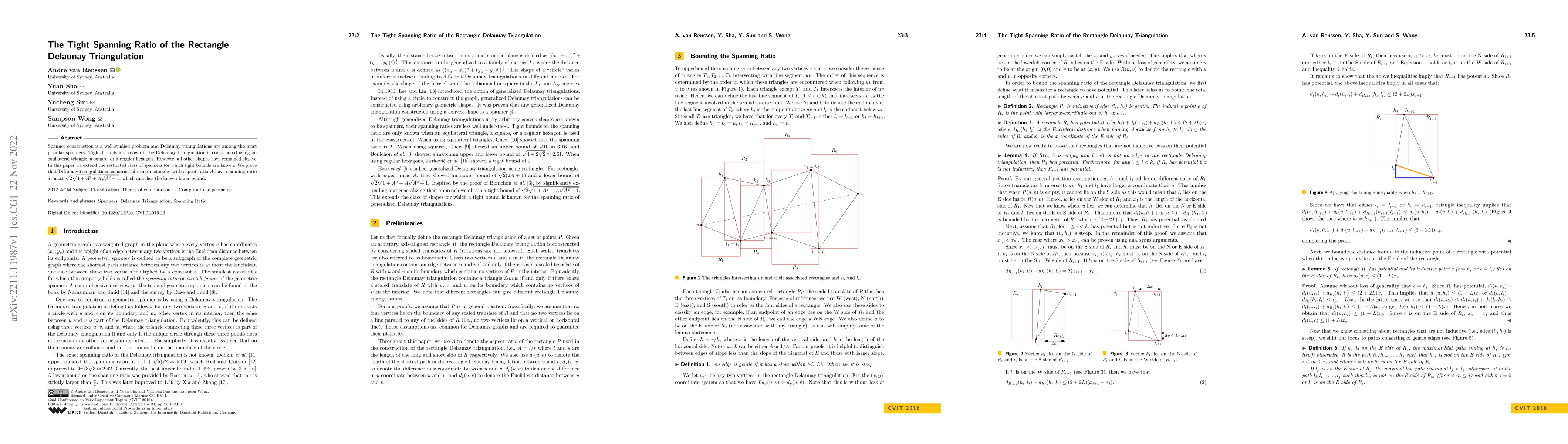 Thumbnail for The Tight Spanning Ratio of the Rectangle Delaunay Triangulation