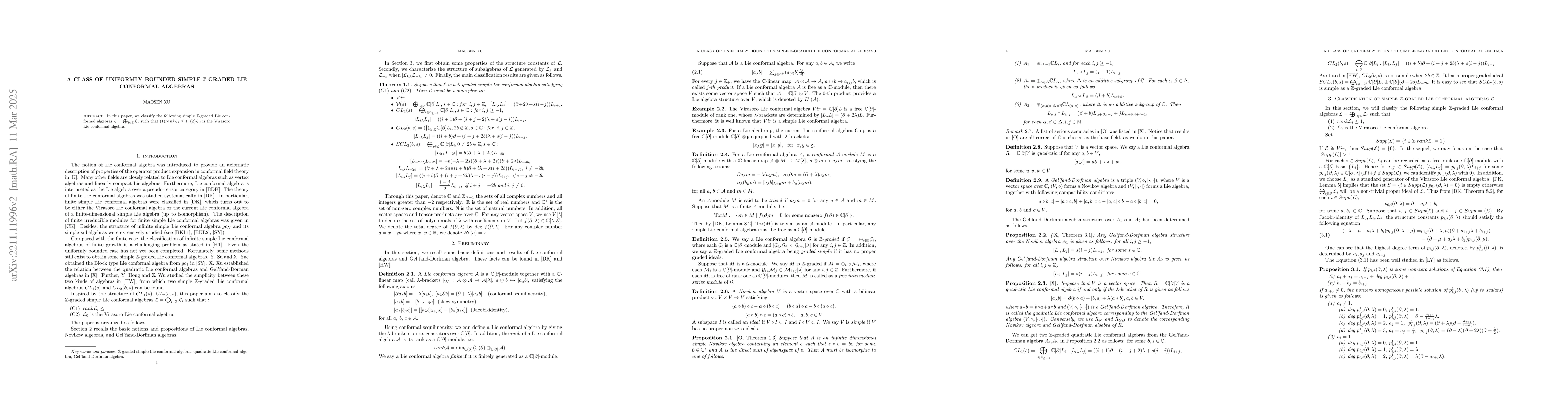 Thumbnail for A class of uniformly bounded simple $\mathbb{Z}$-graded Lie conformal
  algebras