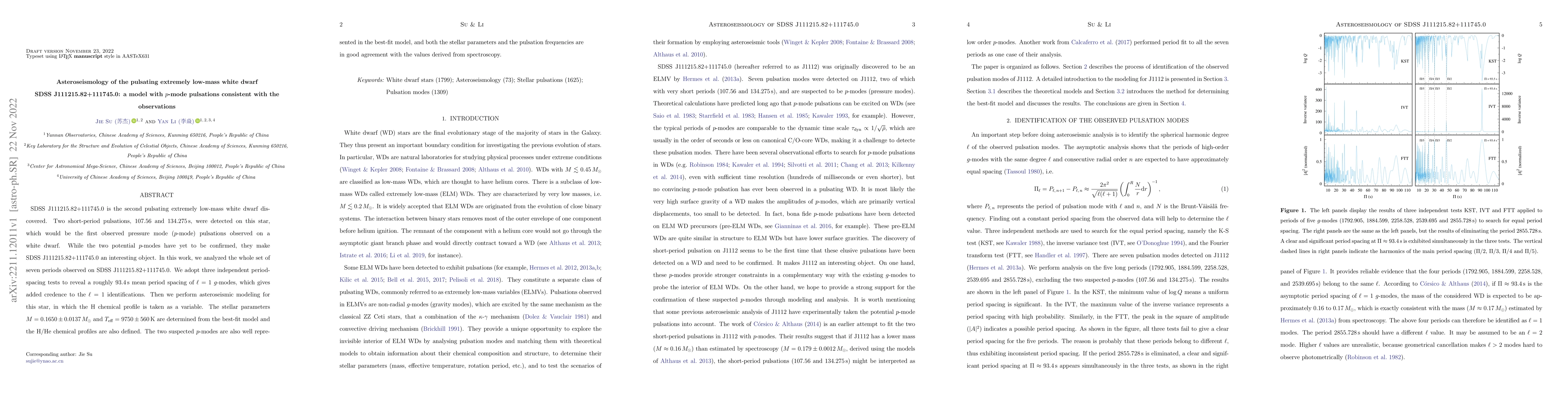 Thumbnail for Asteroseismology of the pulsating extremely low-mass white dwarf SDSS
  J111215.82+111745.0: a model with $p$-mode pulsations consistent with the
  observations