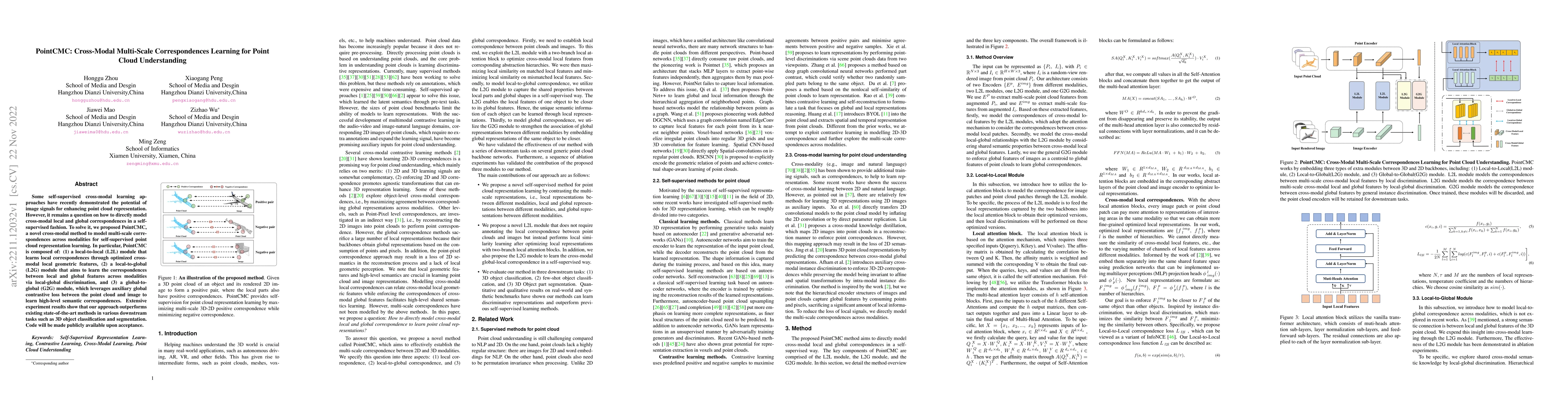 Thumbnail for PointCMC: Cross-Modal Multi-Scale Correspondences Learning for Point
  Cloud Understanding