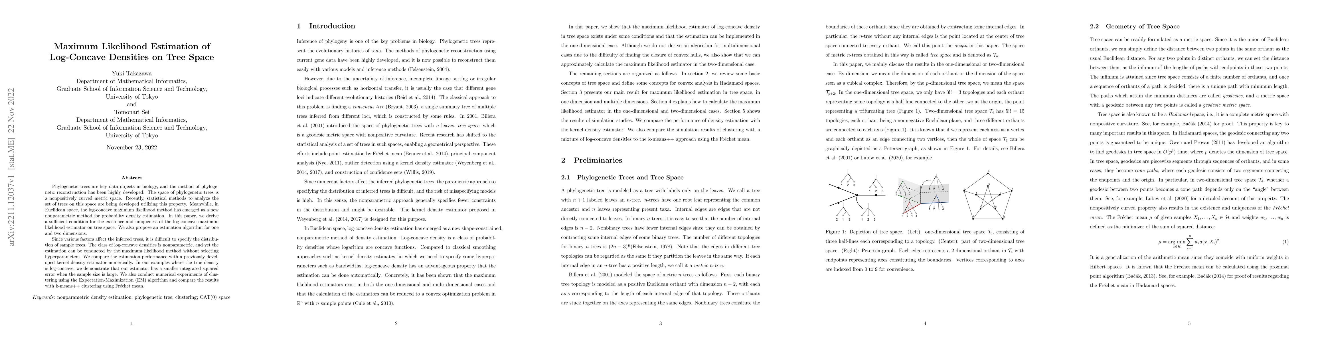 Thumbnail for Maximum Likelihood Estimation of Log-Concave Densities on Tree Space