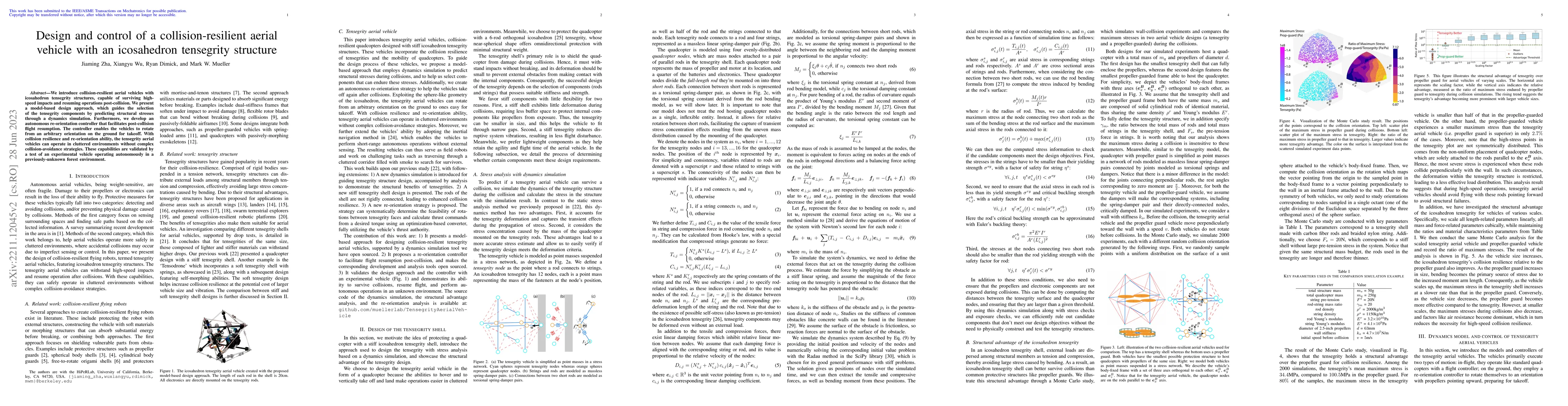 Thumbnail for Design and control of a collision-resilient aerial vehicle with an
  icosahedron tensegrity structure