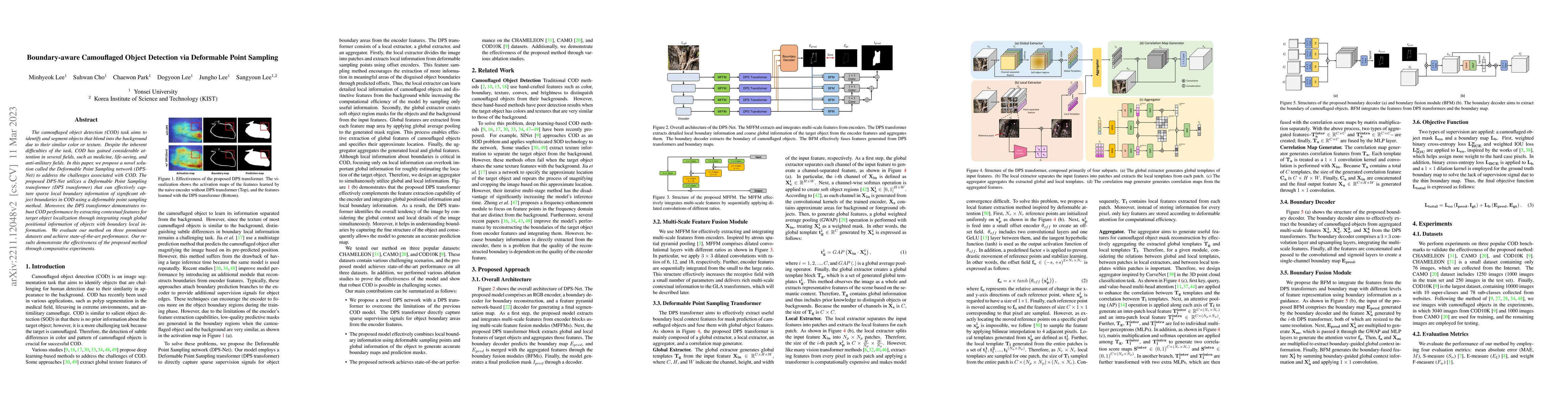 Thumbnail for Boundary-aware Camouflaged Object Detection via Deformable Point
  Sampling