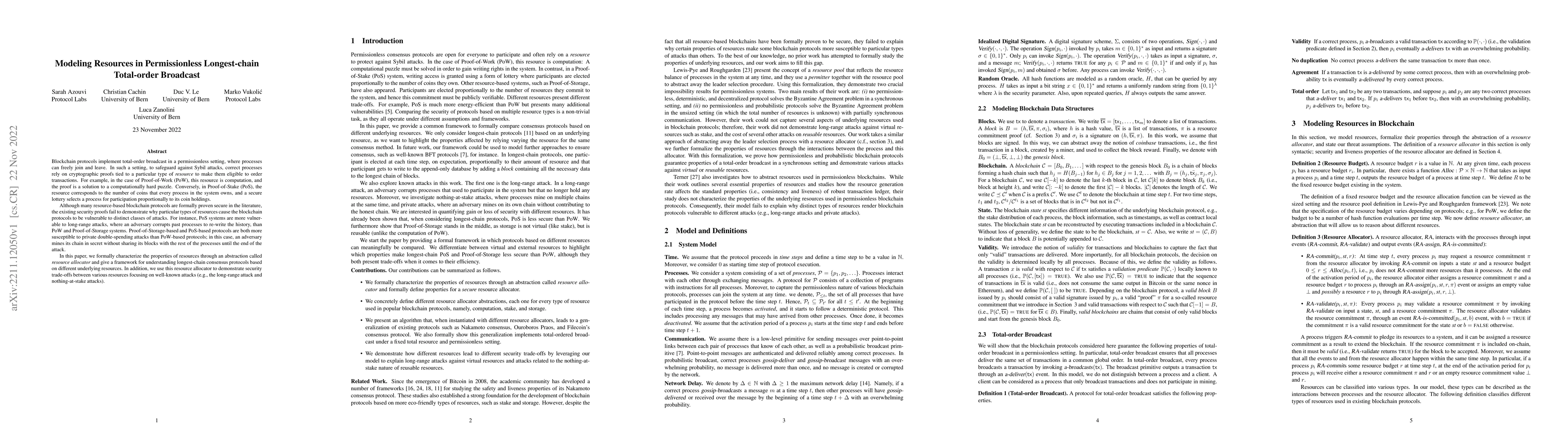 Thumbnail for Modeling Resources in Permissionless Longest-chain Total-order Broadcast