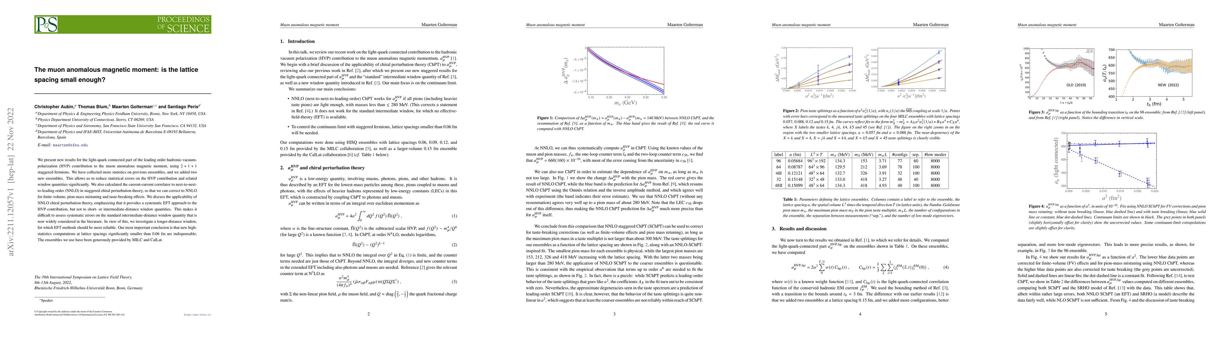 Thumbnail for The muon anomalous magnetic moment: is the lattice spacing small enough?