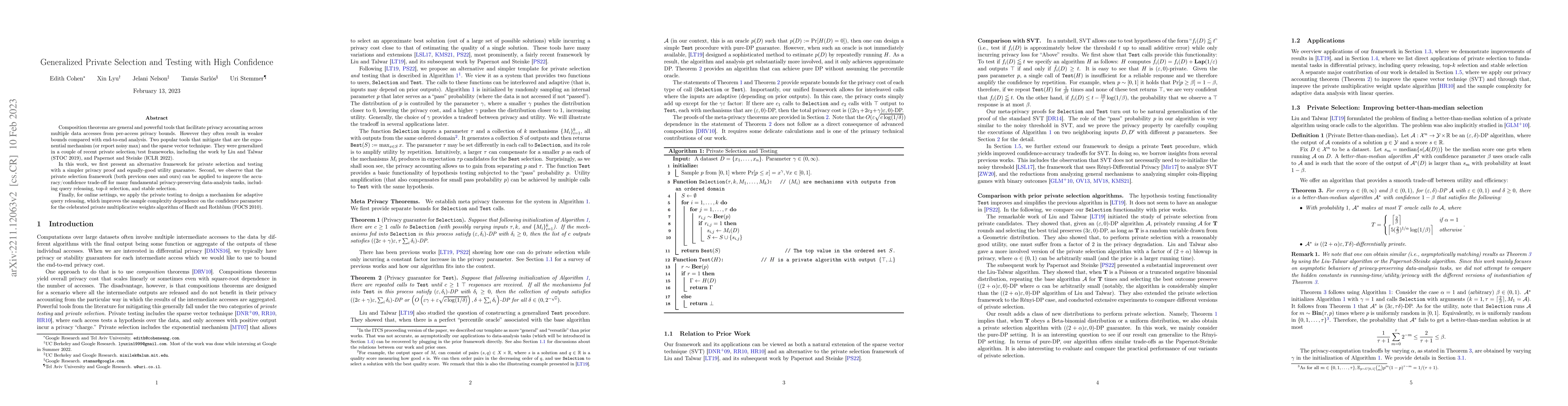 Thumbnail for Generalized Private Selection and Testing with High Confidence