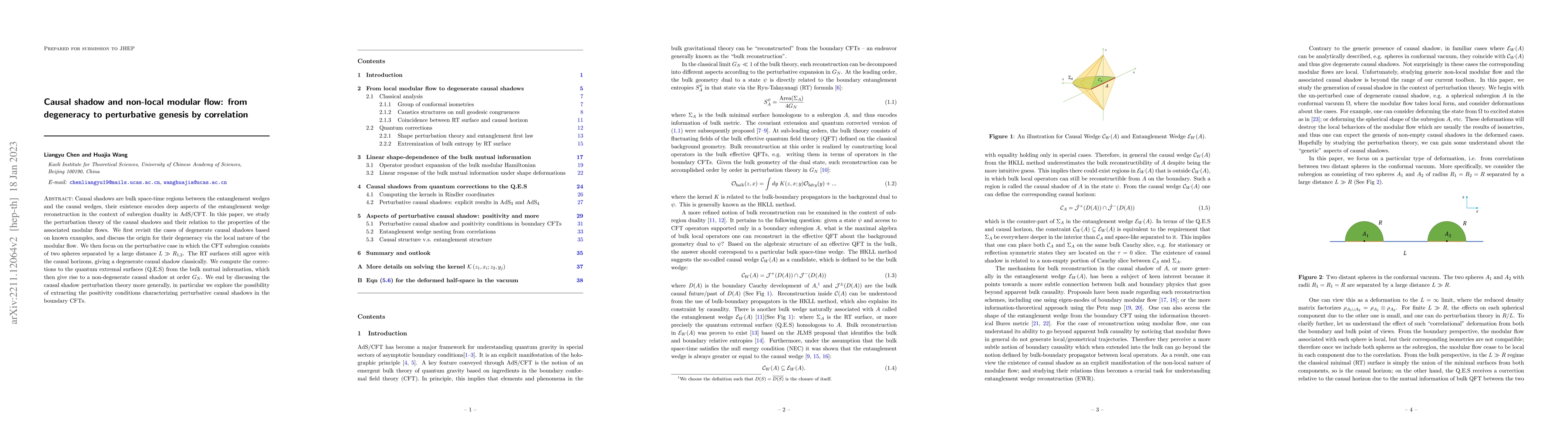 Thumbnail for Causal shadow and non-local modular flow: from degeneracy to
  perturbative genesis by correlation