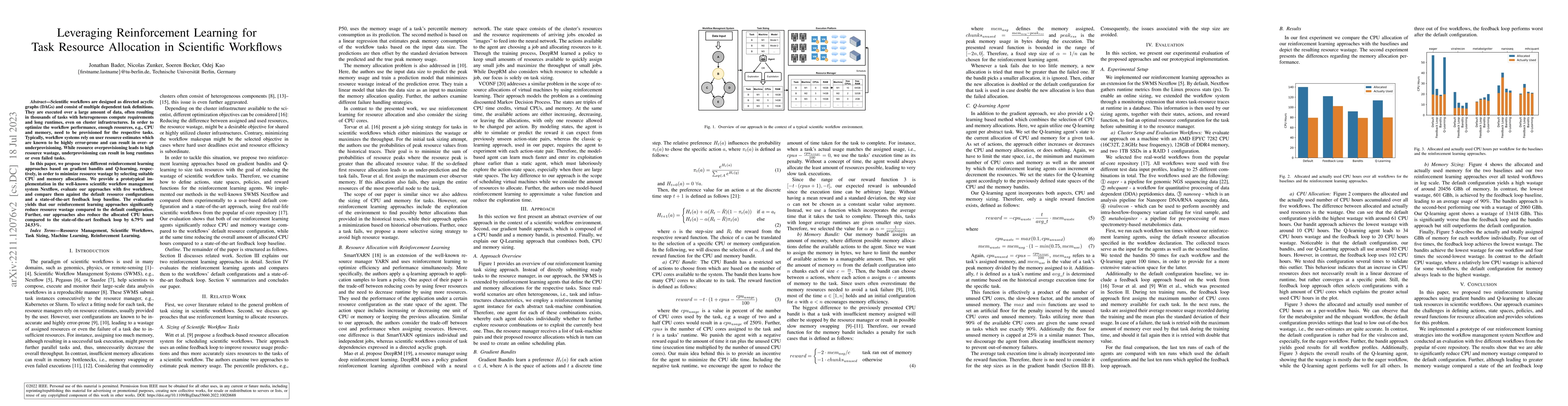 Thumbnail for Leveraging Reinforcement Learning for Task Resource Allocation in
  Scientific Workflows
