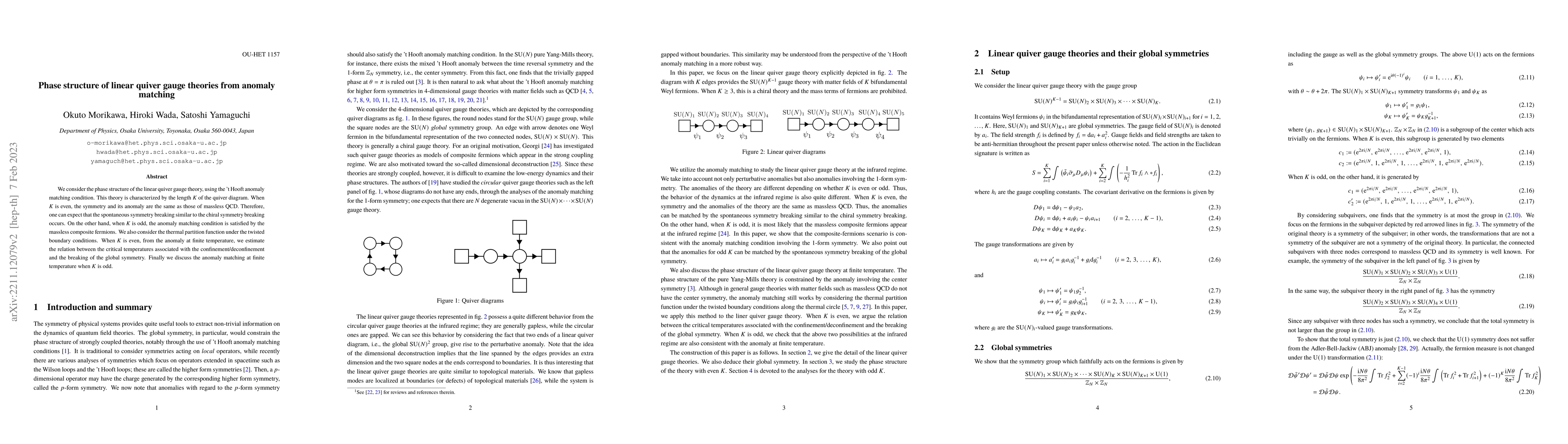 Thumbnail for Phase structure of linear quiver gauge theories from anomaly matching