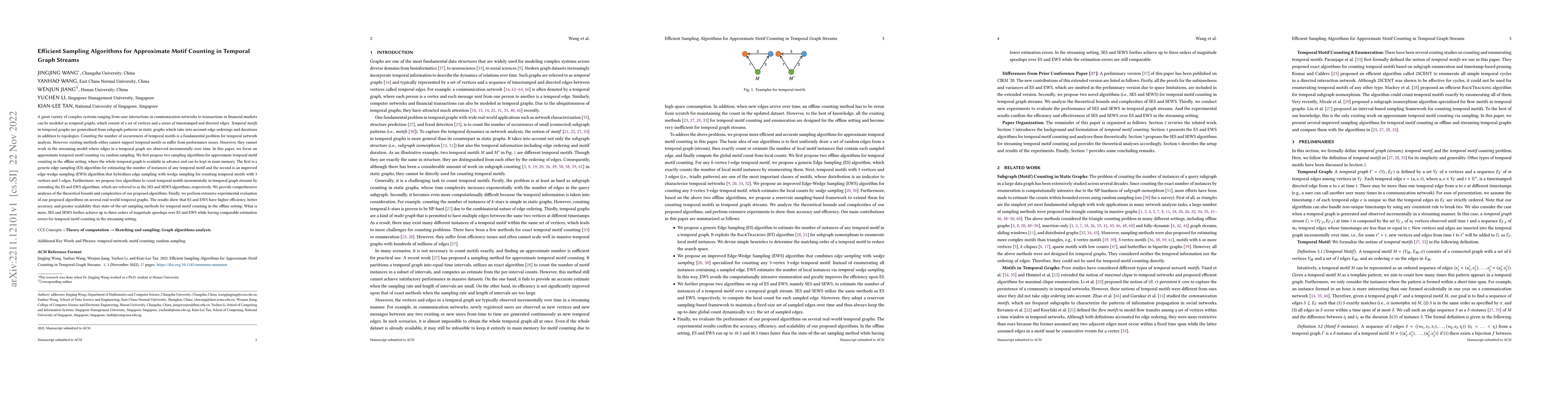 Thumbnail for Efficient Sampling Algorithms for Approximate Motif Counting in Temporal
  Graph Streams