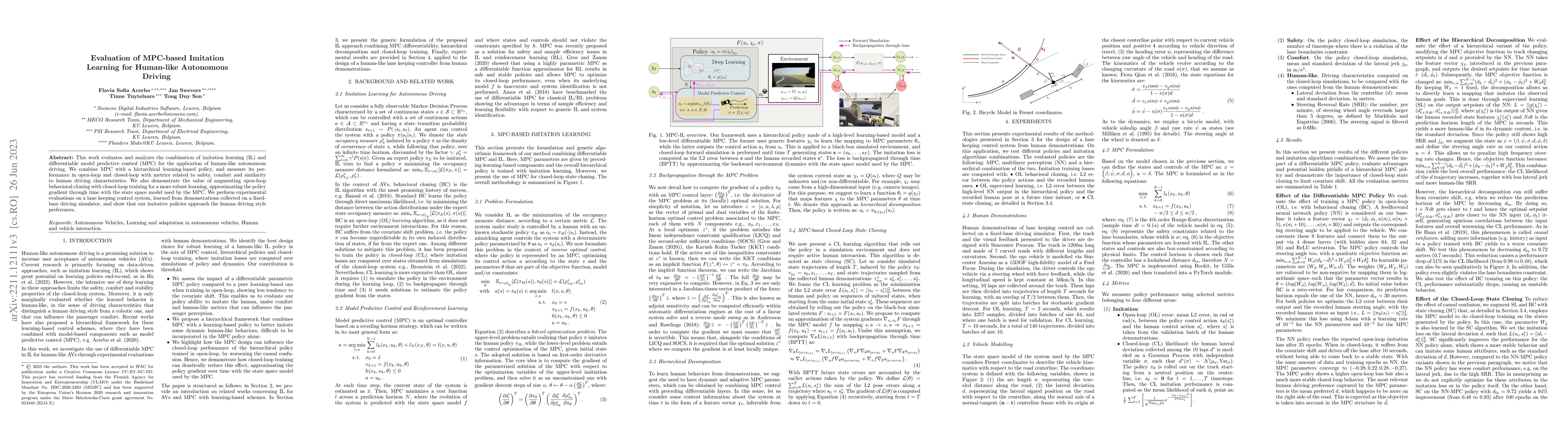Thumbnail for Evaluation of MPC-based Imitation Learning for Human-like Autonomous
  Driving