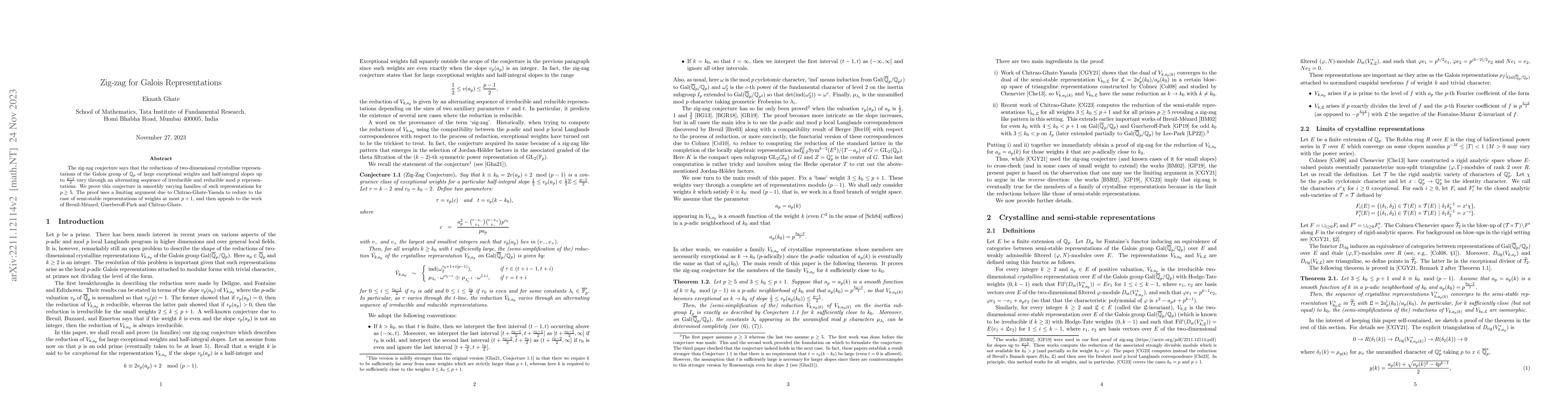 Thumbnail for Zig-zag for Galois Representations