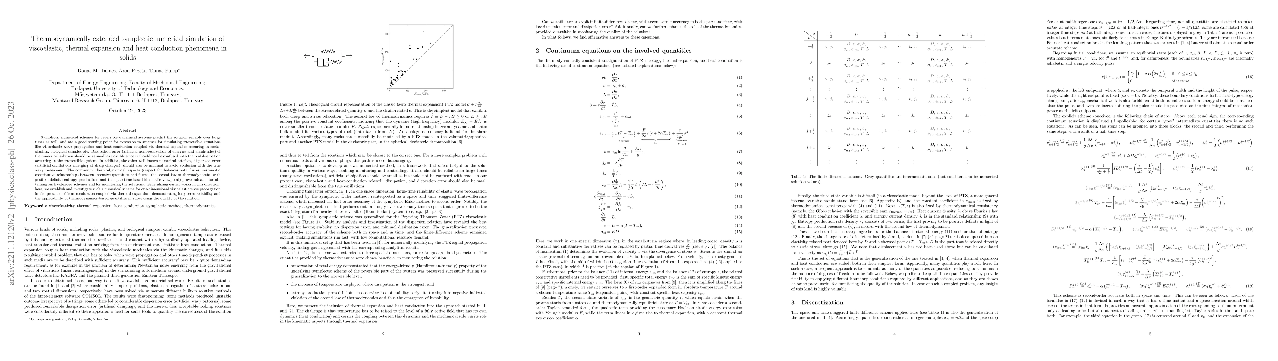 Thumbnail for Thermodynamically extended symplectic numerical simulation of
  viscoelastic, thermal expansion and heat conduction phenomena in solids