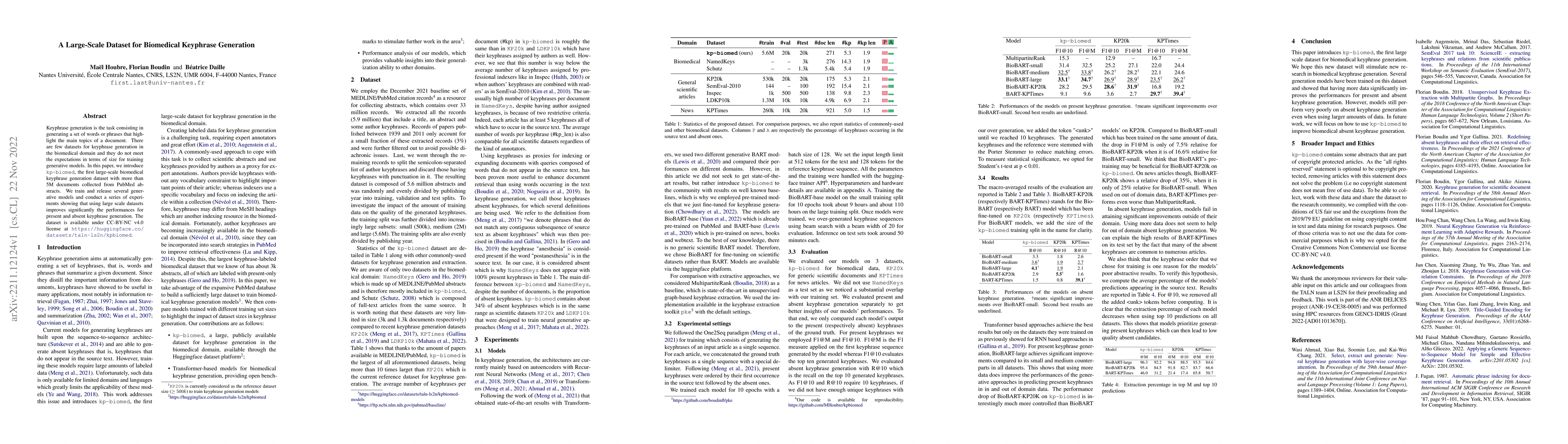 Thumbnail for A Large-Scale Dataset for Biomedical Keyphrase Generation