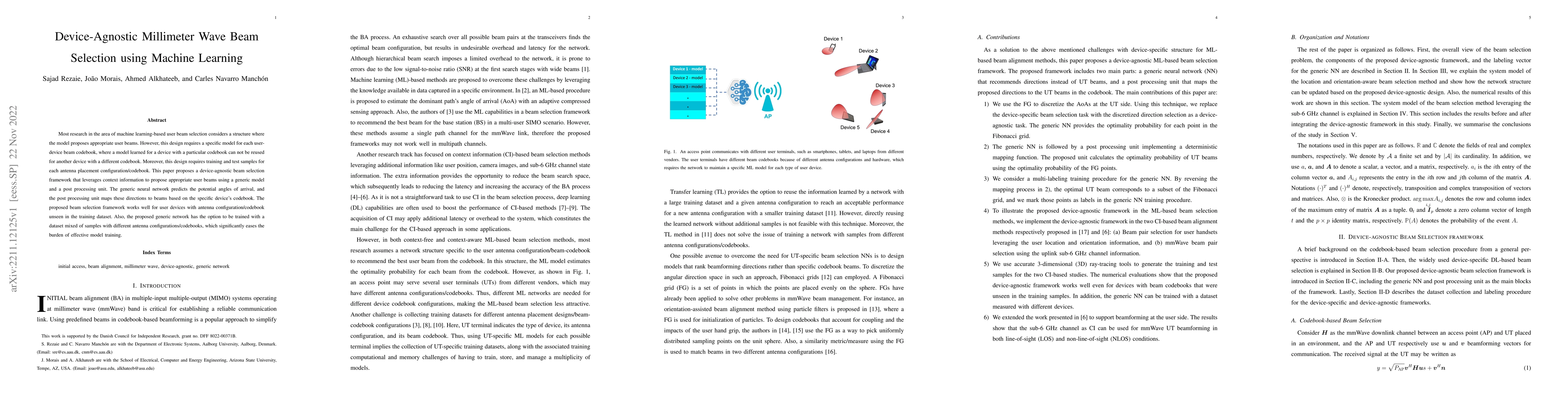 Thumbnail for Device-Agnostic Millimeter Wave Beam Selection using Machine Learning