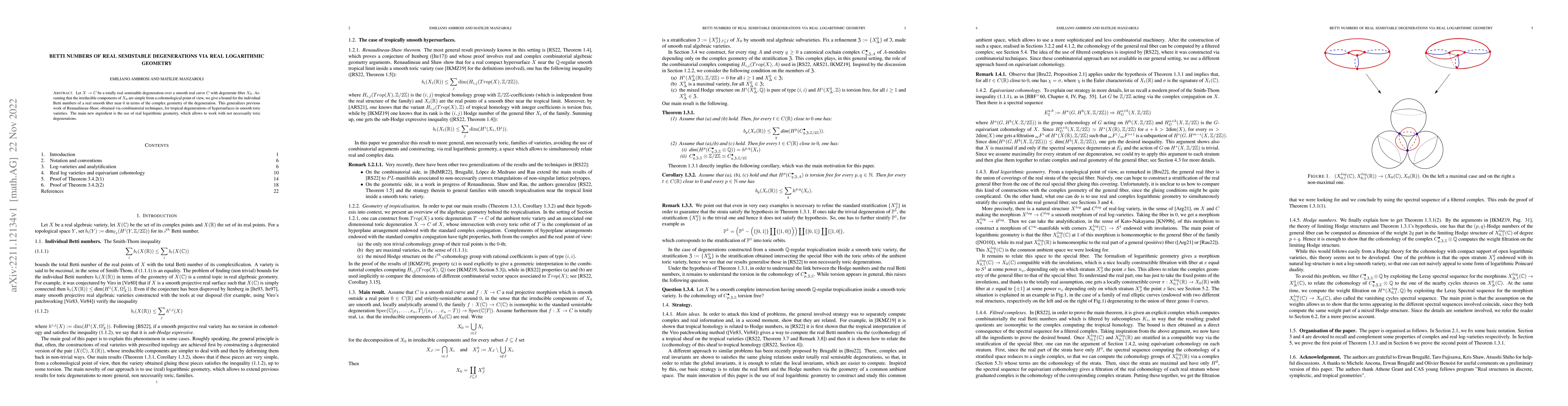 Thumbnail for Betti numbers of real semistable degenerations via real logarithmic
  geometry