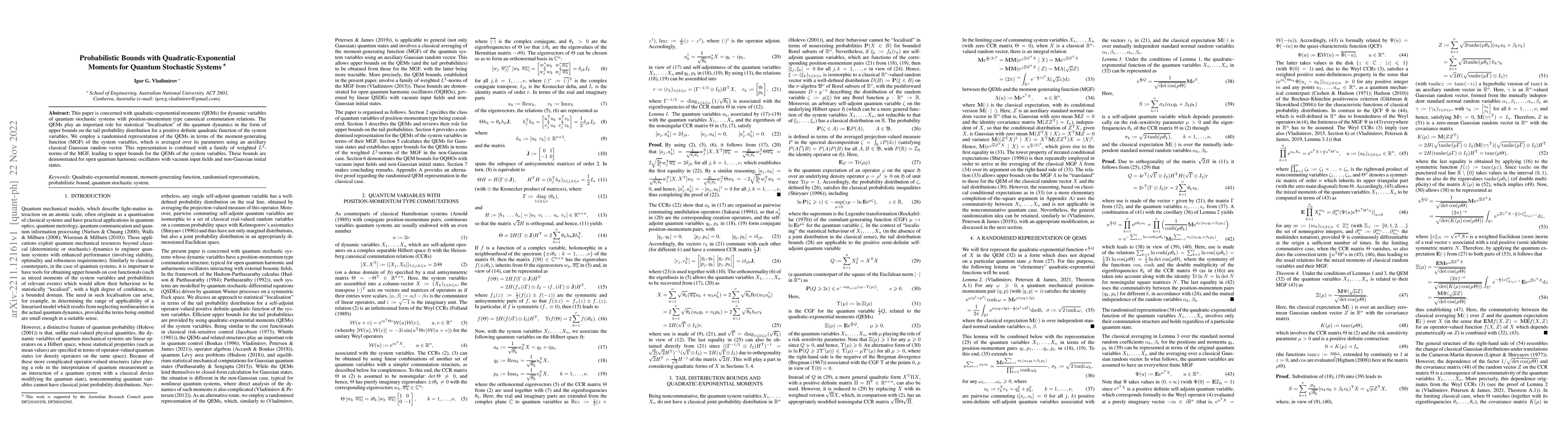 Thumbnail for Probabilistic bounds with quadratic-exponential moments for quantum
  stochastic systems