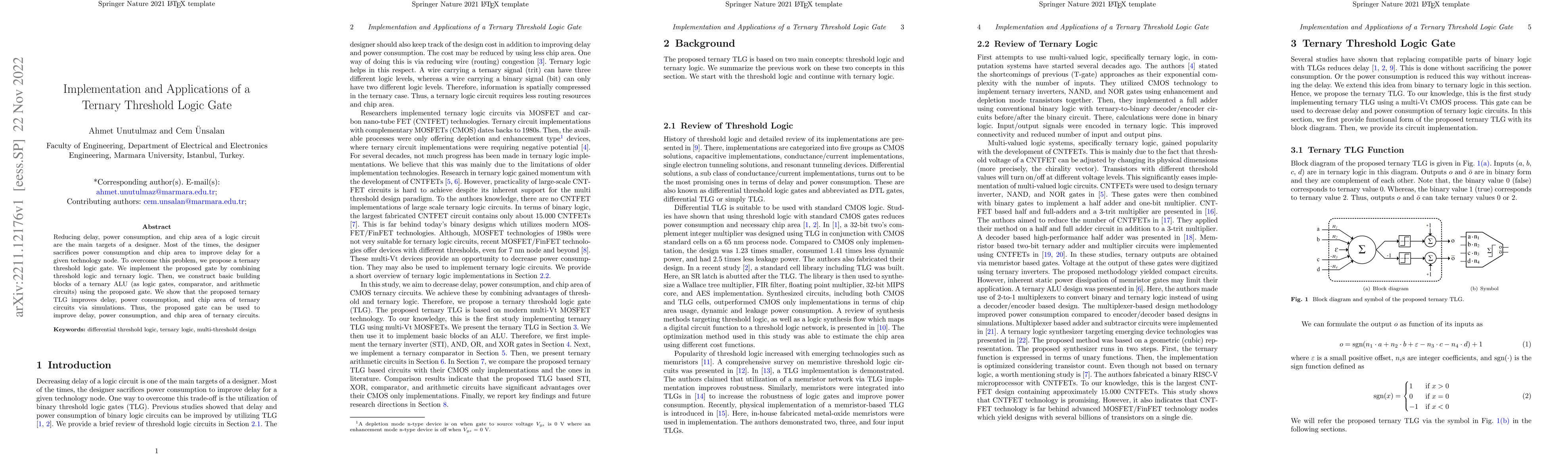 Thumbnail for Implementation and Applications of a Ternary Threshold Logic Gate
