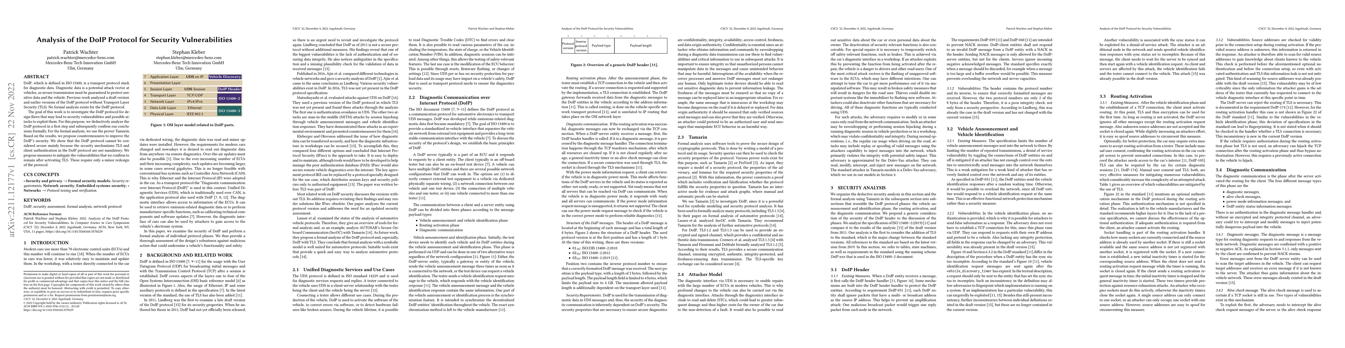 Thumbnail for Analysis of the DoIP Protocol for Security Vulnerabilities