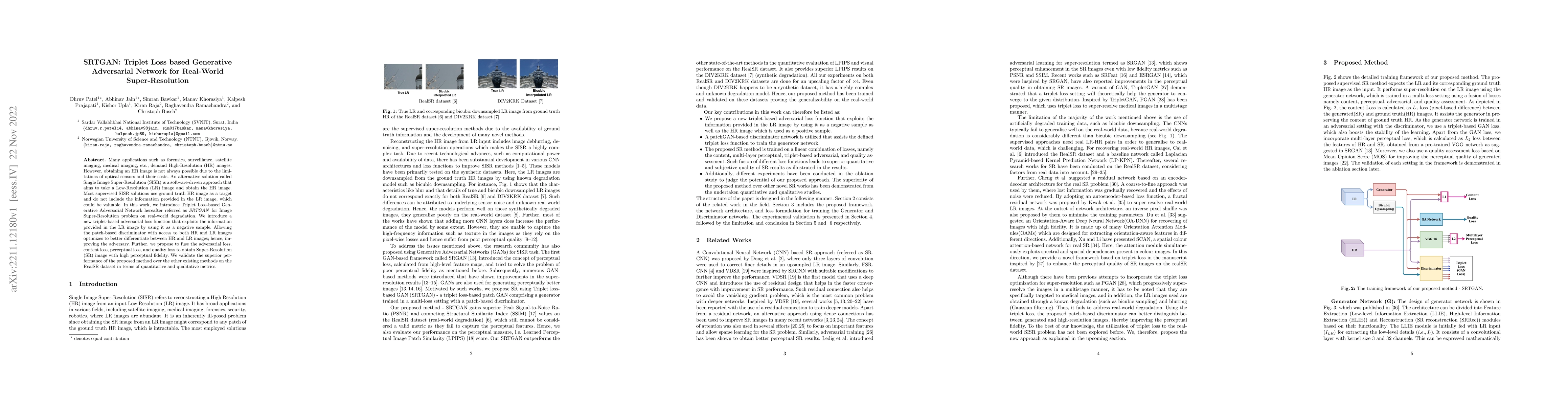 Thumbnail for SRTGAN: Triplet Loss based Generative Adversarial Network for Real-World
  Super-Resolution