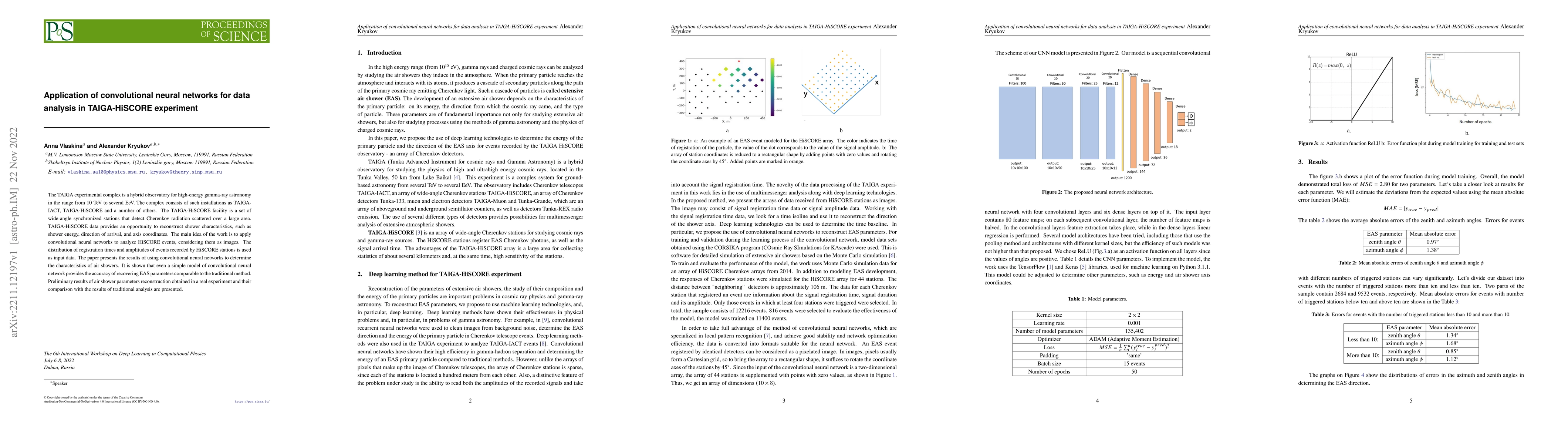 Thumbnail for Application of convolutional neural networks for data analysis in
  TAIGA-HiSCORE experiment