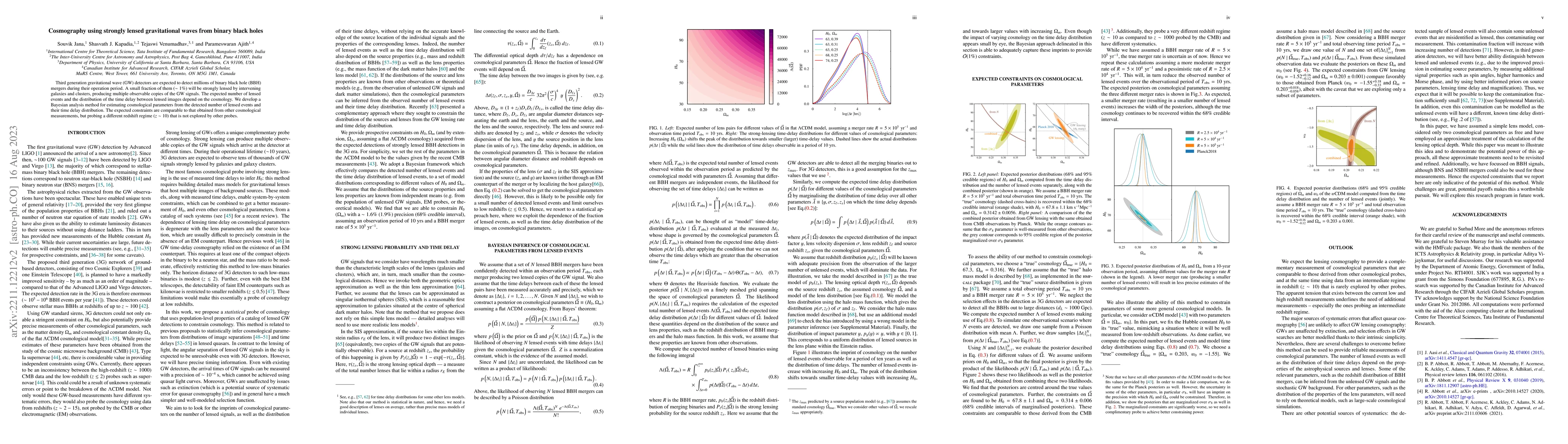 Thumbnail for Cosmography using strongly lensed gravitational waves from binary black
  holes