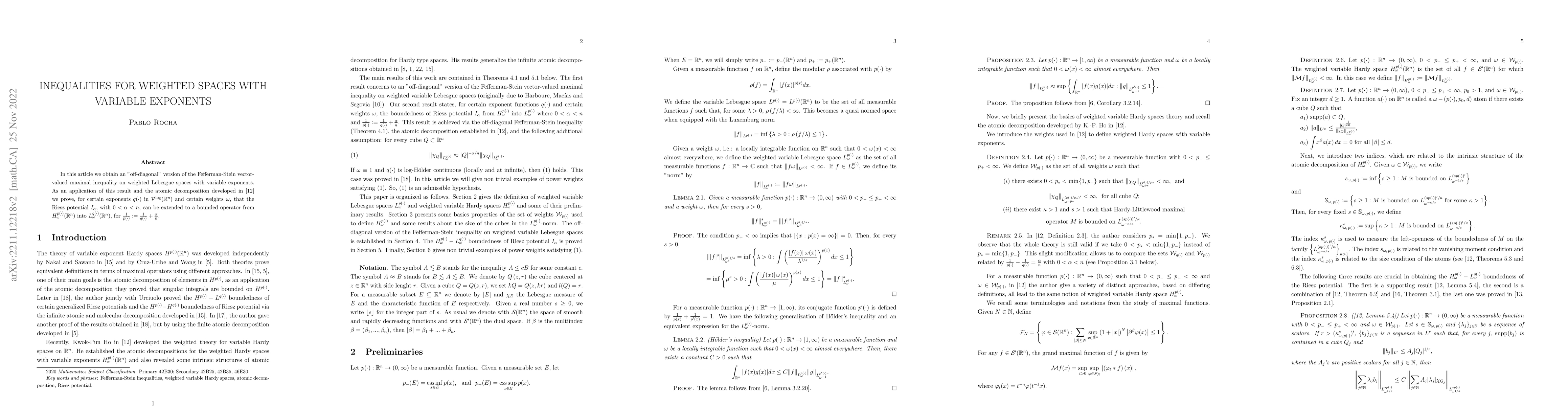 Thumbnail for Inequalities for weighted spaces with variable exponents