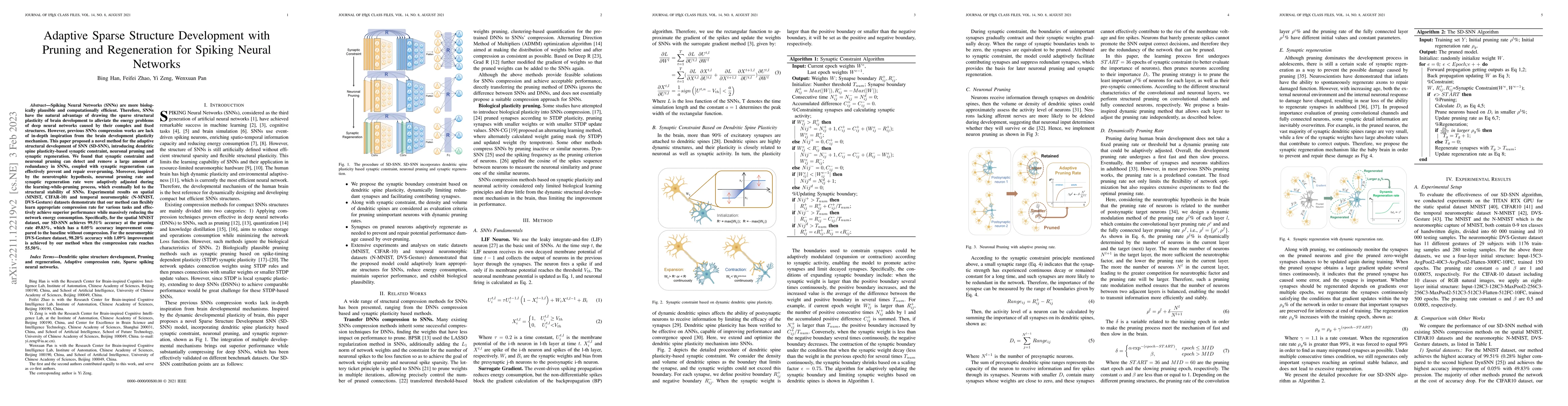 Thumbnail for Adaptive Sparse Structure Development with Pruning and Regeneration for
  Spiking Neural Networks