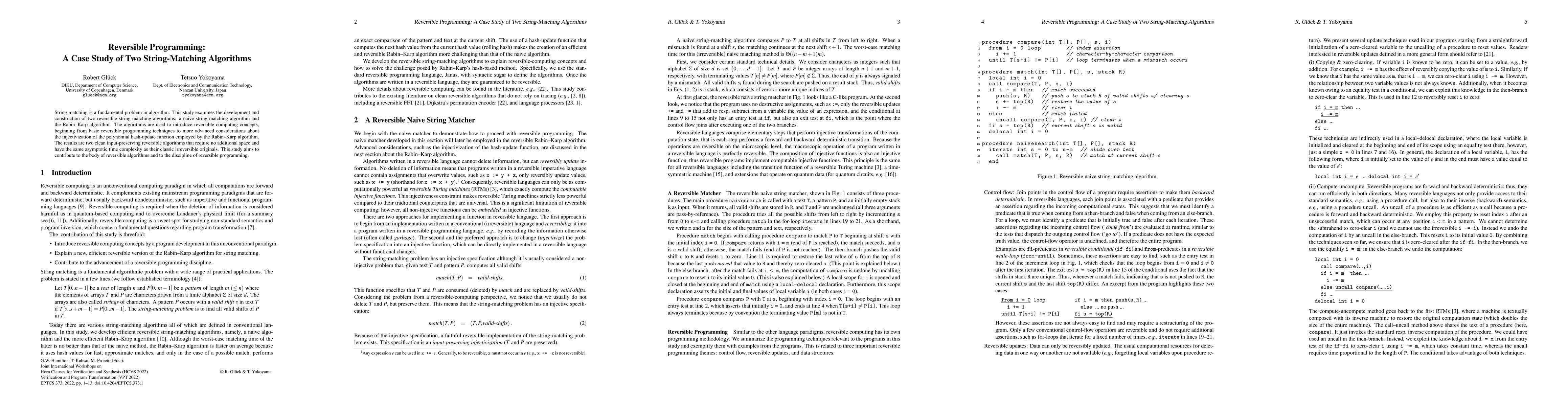Thumbnail for Reversible Programming: A Case Study of Two String-Matching Algorithms