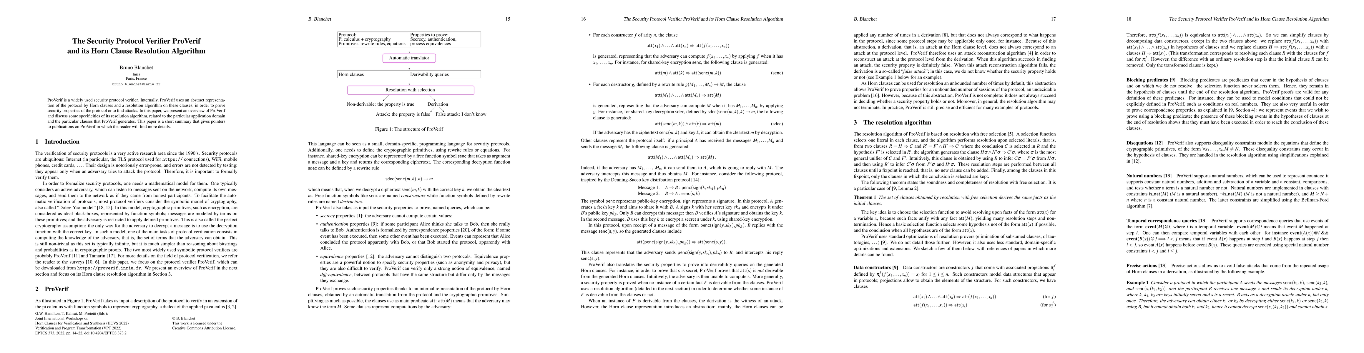 Thumbnail for The Security Protocol Verifier ProVerif and its Horn Clause Resolution
  Algorithm