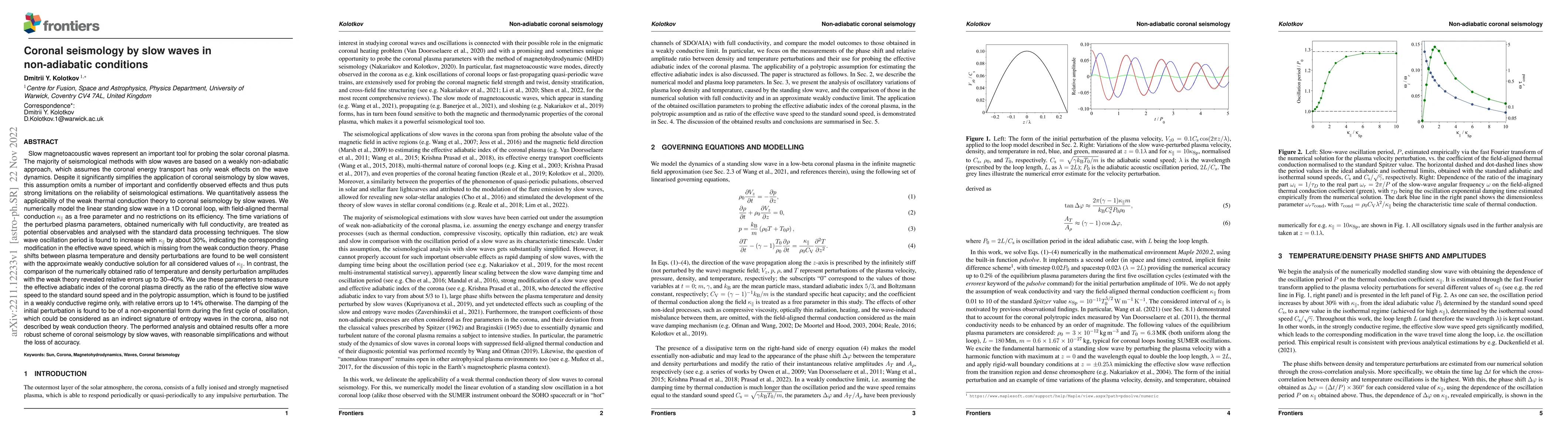 Thumbnail for Coronal seismology by slow waves in non-adiabatic conditions