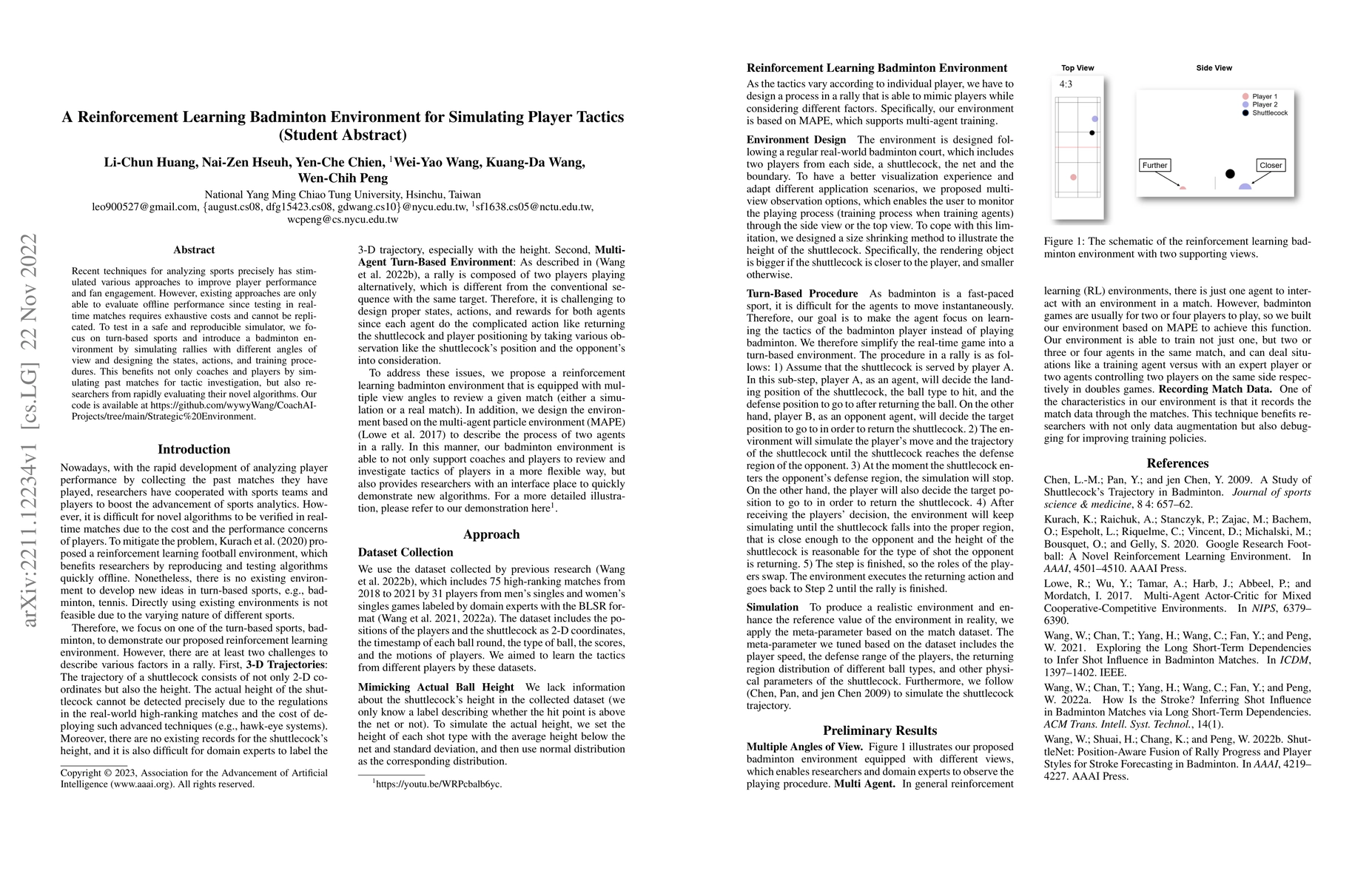 Thumbnail for A Reinforcement Learning Badminton Environment for Simulating Player
  Tactics (Student Abstract)