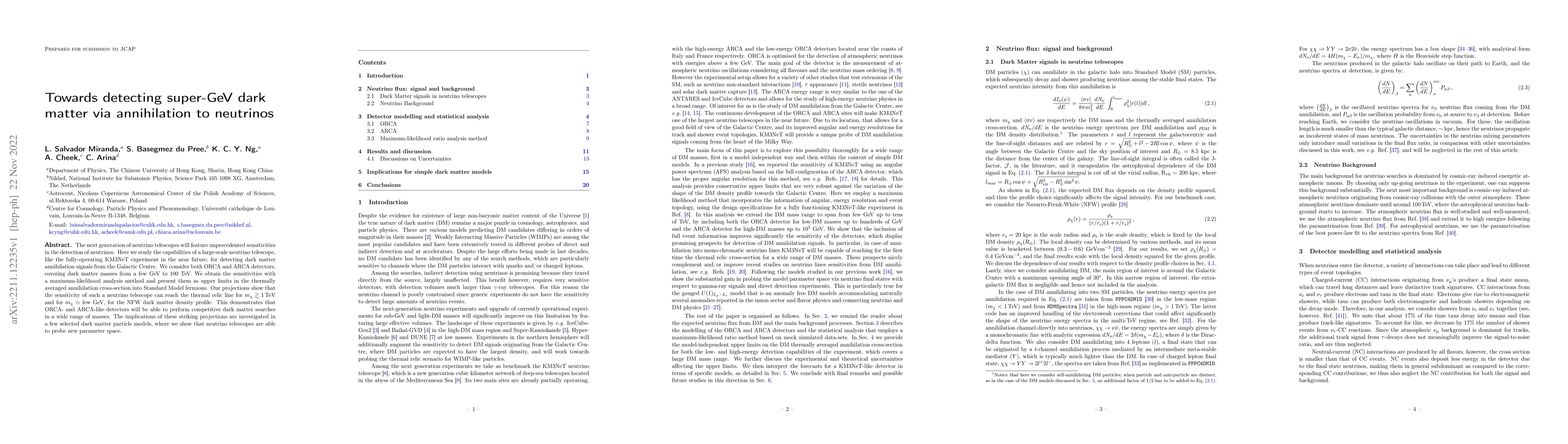 Thumbnail for Towards detecting super-GeV dark matter via annihilation to neutrinos