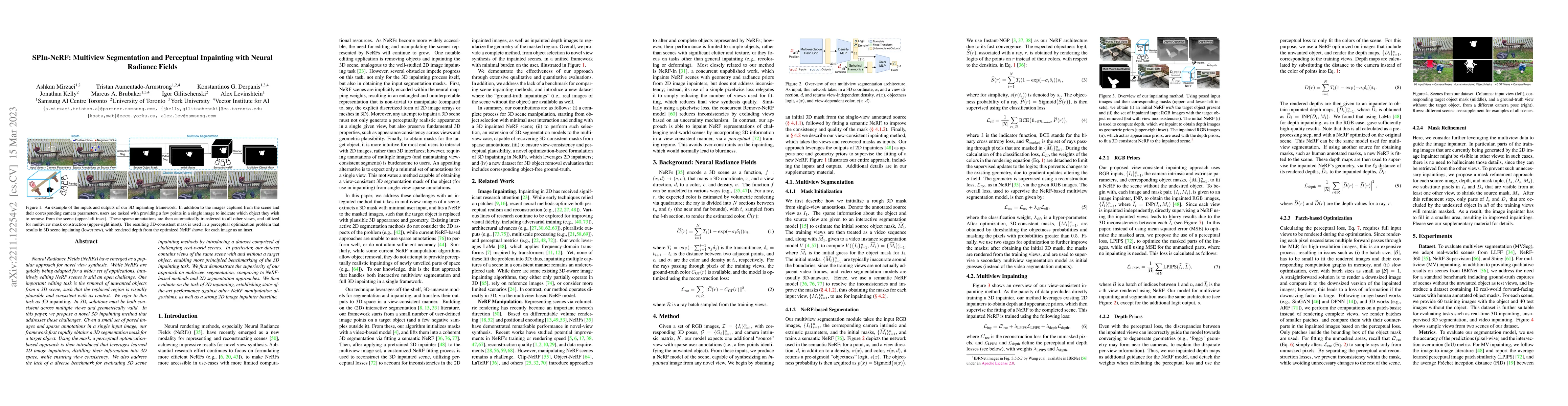 Thumbnail for SPIn-NeRF: Multiview Segmentation and Perceptual Inpainting with Neural
  Radiance Fields