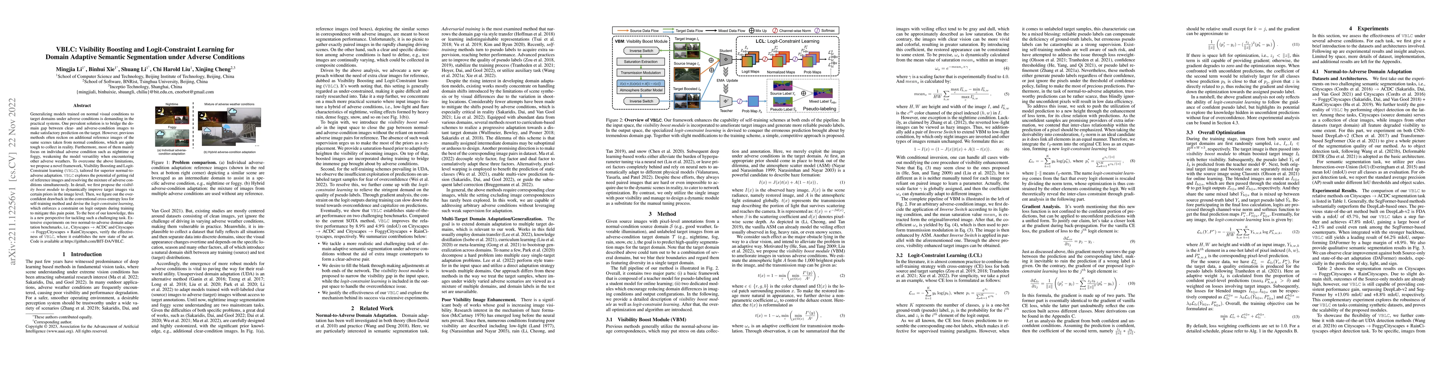 Thumbnail for VBLC: Visibility Boosting and Logit-Constraint Learning for Domain
  Adaptive Semantic Segmentation under Adverse Conditions