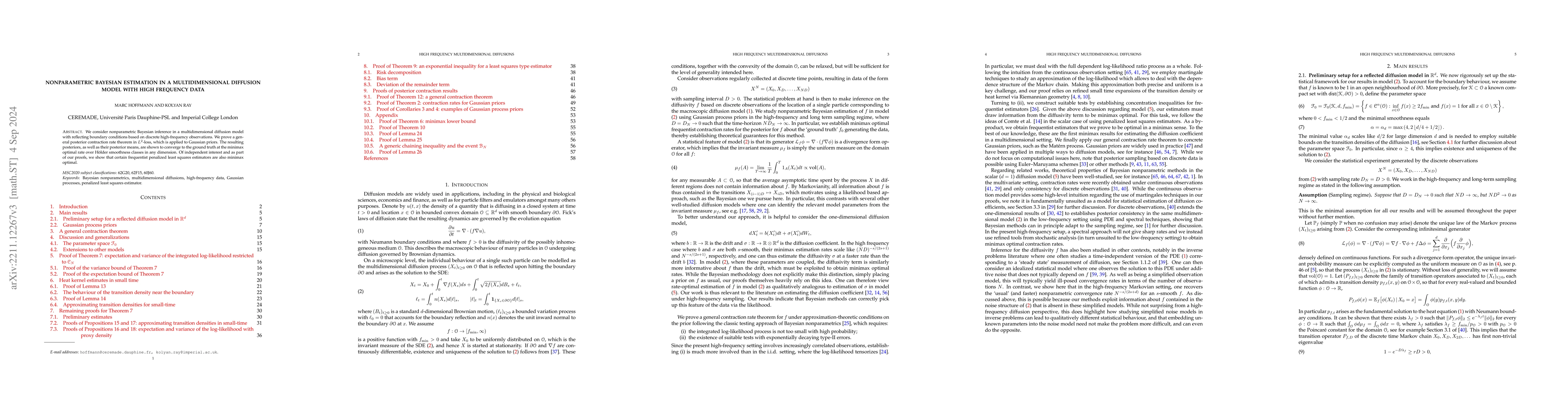 Thumbnail for Nonparametric Bayesian estimation in a multidimensional diffusion model
  with high frequency data