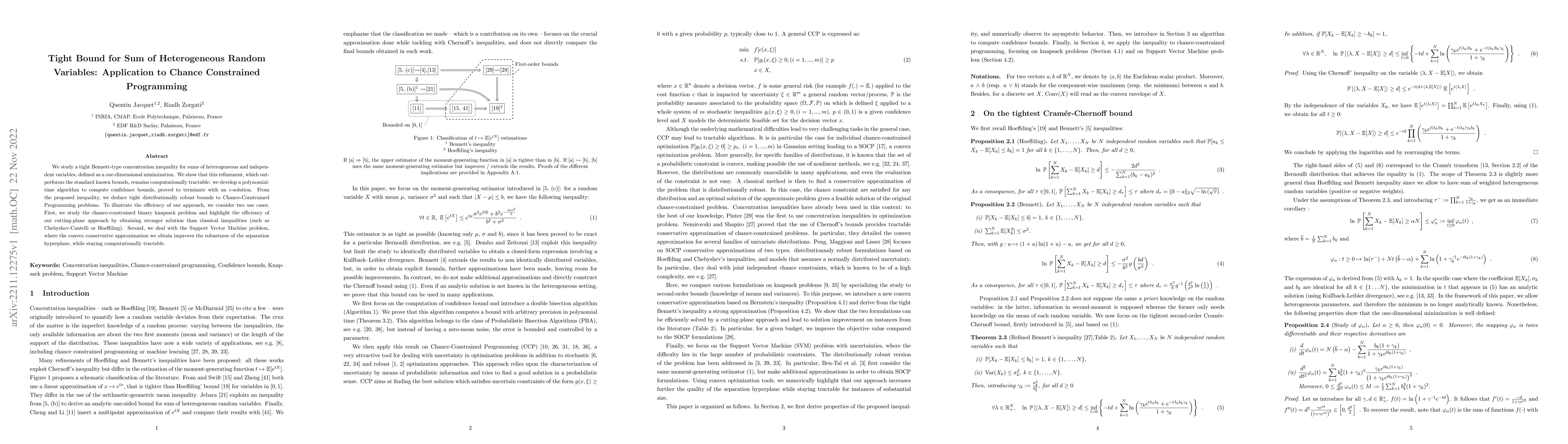 Thumbnail for Tight Bound for Sum of Heterogeneous Random Variables: Application to
  Chance Constrained Programming