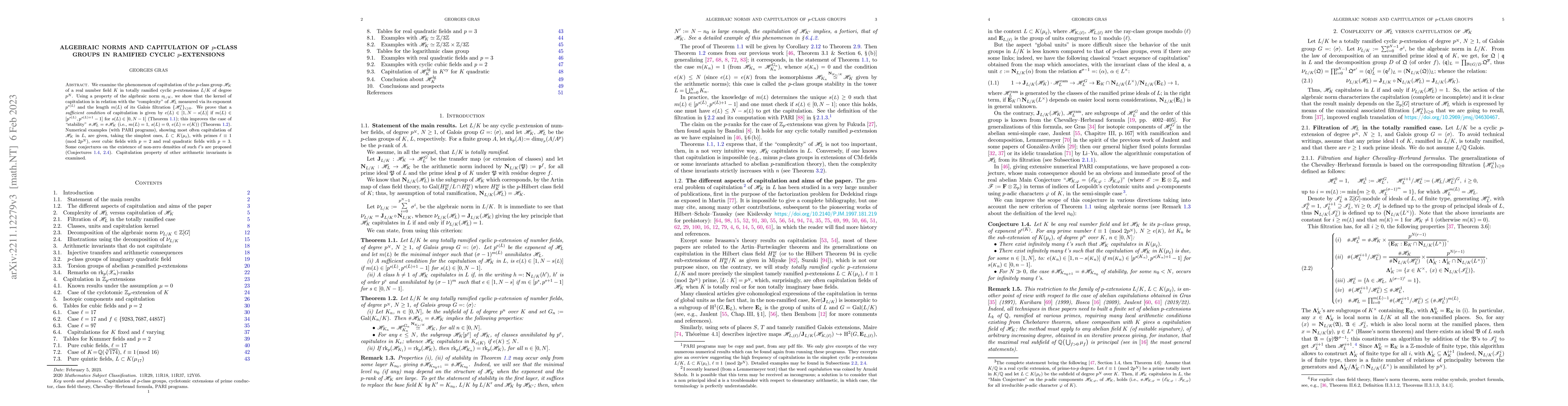 Thumbnail for Algebraic norm and capitulation of p-class groups in ramified cyclic
  p-extensions