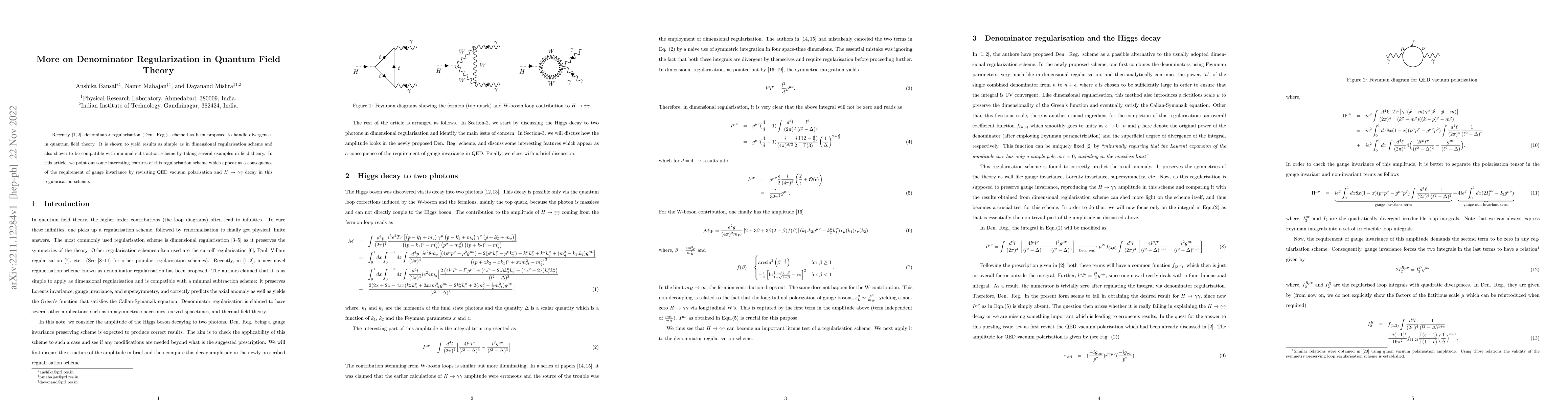 Thumbnail for More on Denominator Regularization in Quantum Field Theory