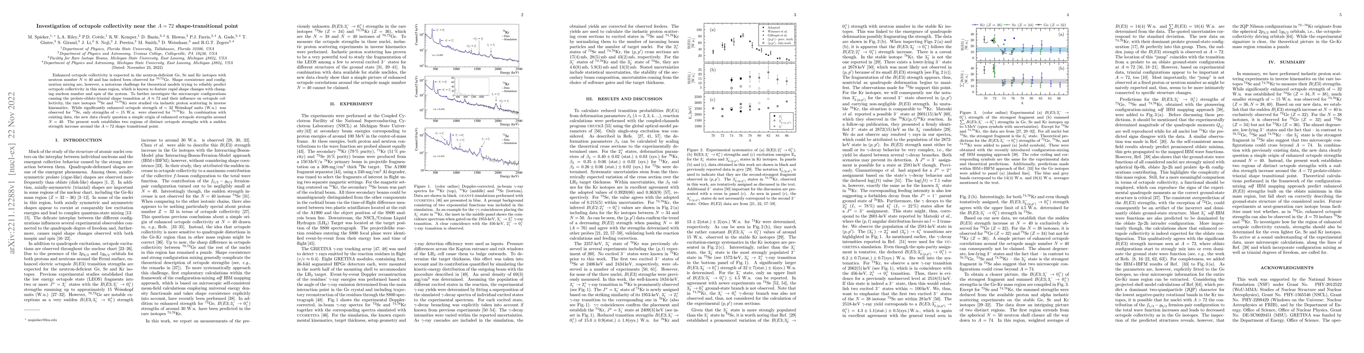Thumbnail for Investigation of octupole collectivity near the $A =72$
  shape-transitional point