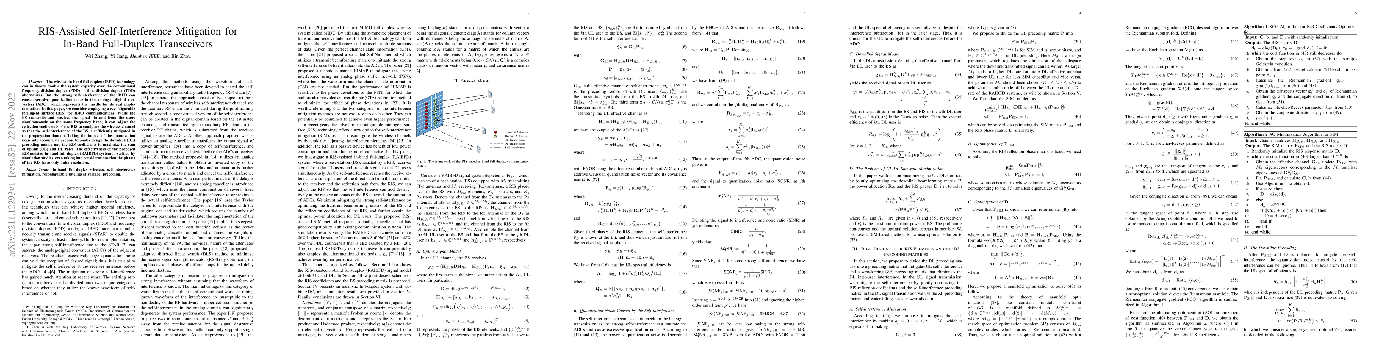 Thumbnail for RIS-Assisted Self-Interference Mitigation for In-Band Full-Duplex
  Transceivers
