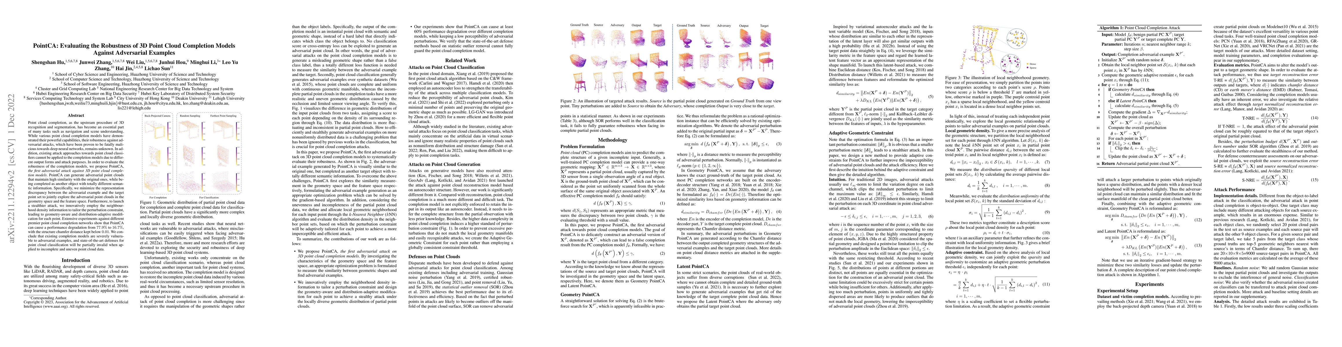 Thumbnail for PointCA: Evaluating the Robustness of 3D Point Cloud Completion Models
  Against Adversarial Examples