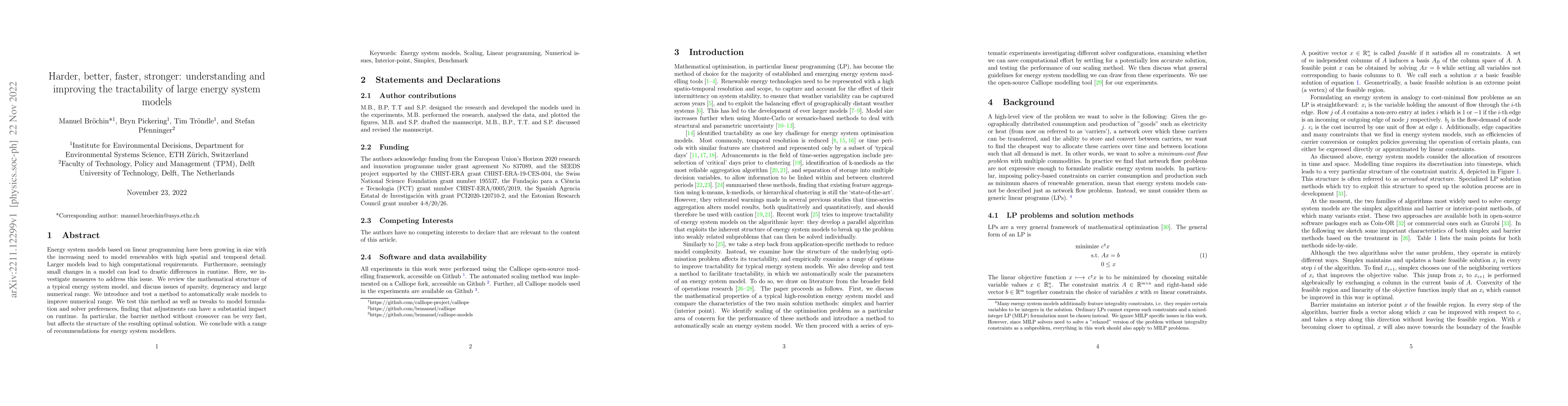 Thumbnail for Harder, better, faster, stronger: understanding and improving the
  tractability of large energy system models