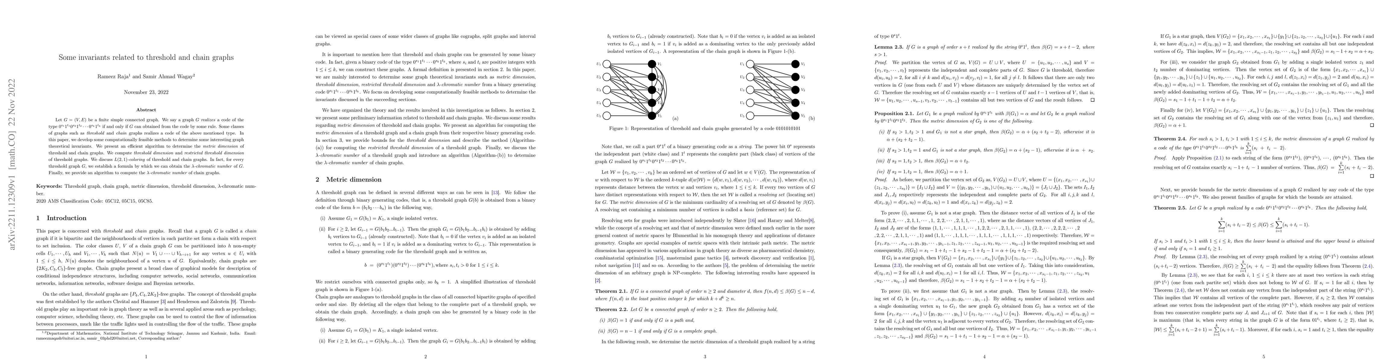 Thumbnail for Some invariants related to threshold and chain graphs