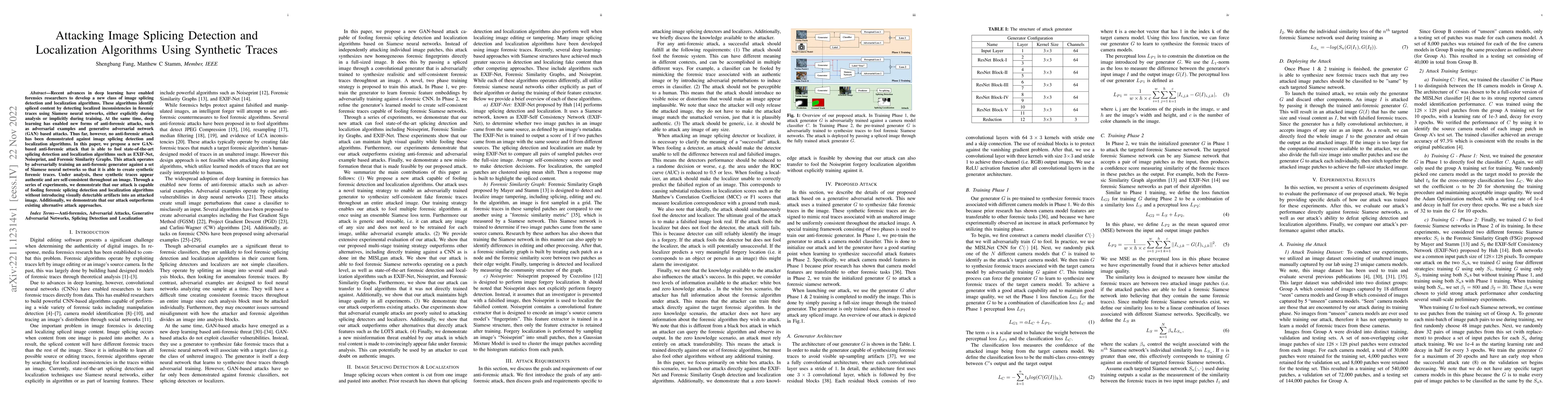 Thumbnail for Attacking Image Splicing Detection and Localization Algorithms Using
  Synthetic Traces