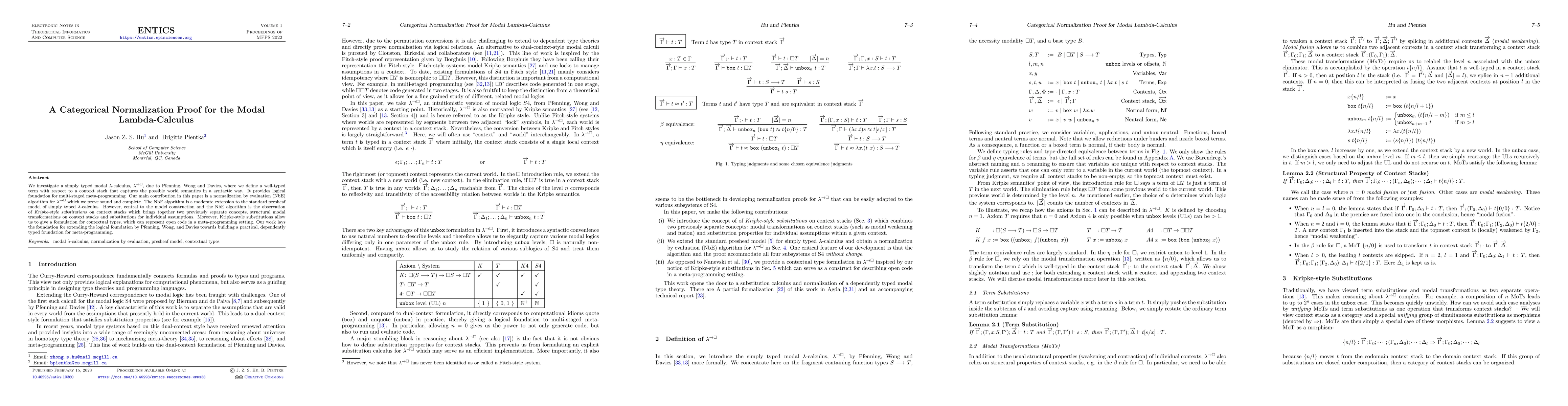 Thumbnail for A Categorical Normalization Proof for the Modal Lambda-Calculus